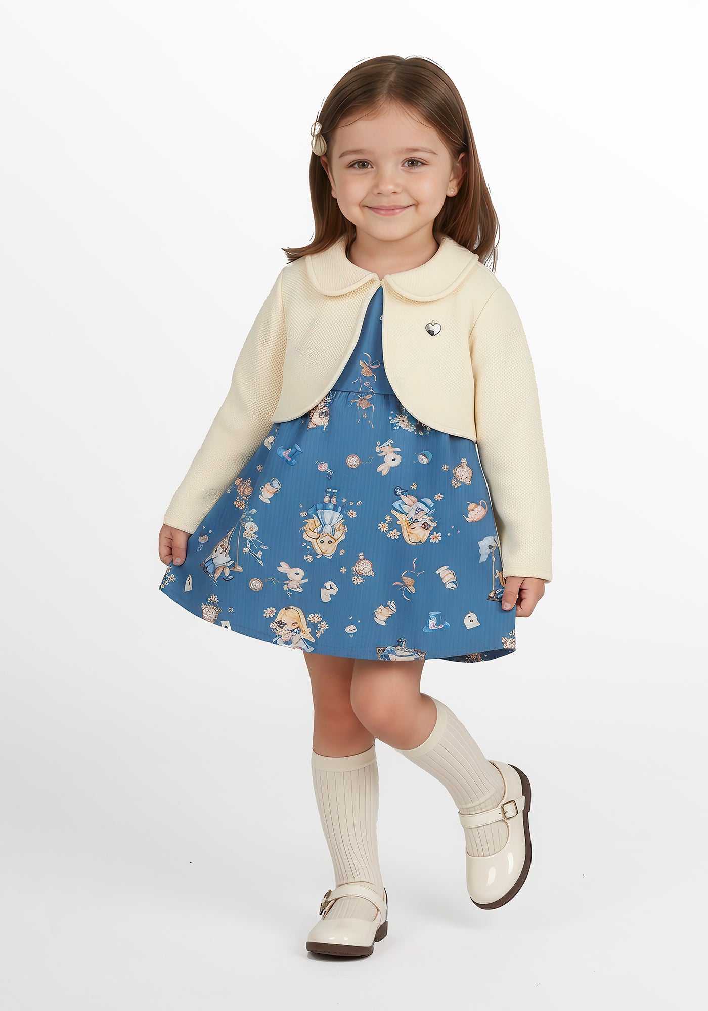 Vestido Infantil Alakazoo com Bolero Manga Longa Malha Soft