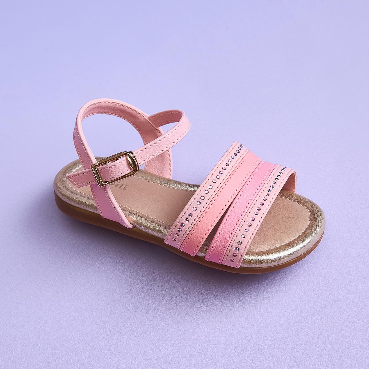 Sandália Infantil Feminina Pampili Mili Tiras com Glitter e Strass