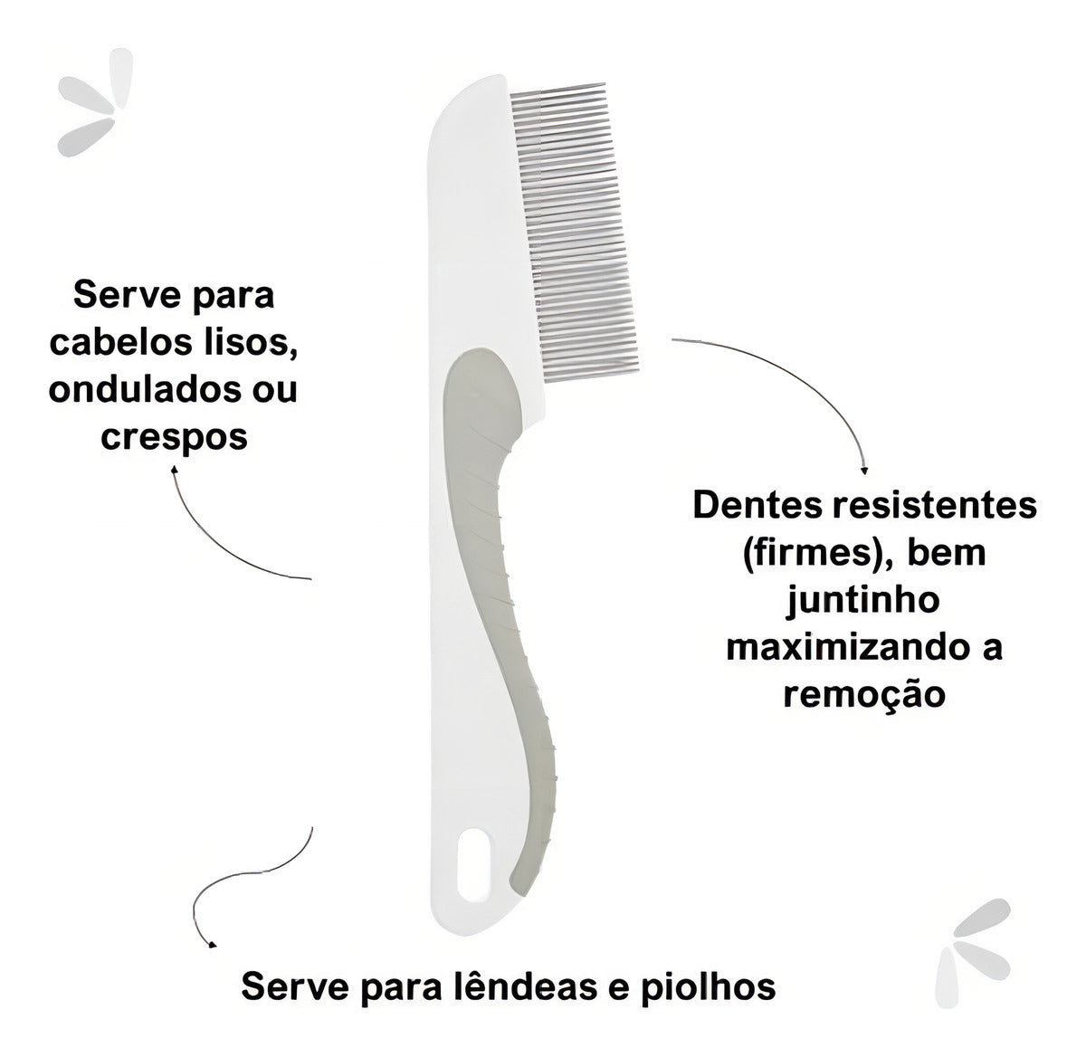 Pente Fino Aço Buba Remove Piolhos e Lêndeas