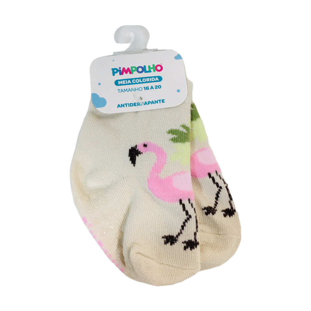 Meia Colorida Feminina Flamingo Cano Alto 16-20