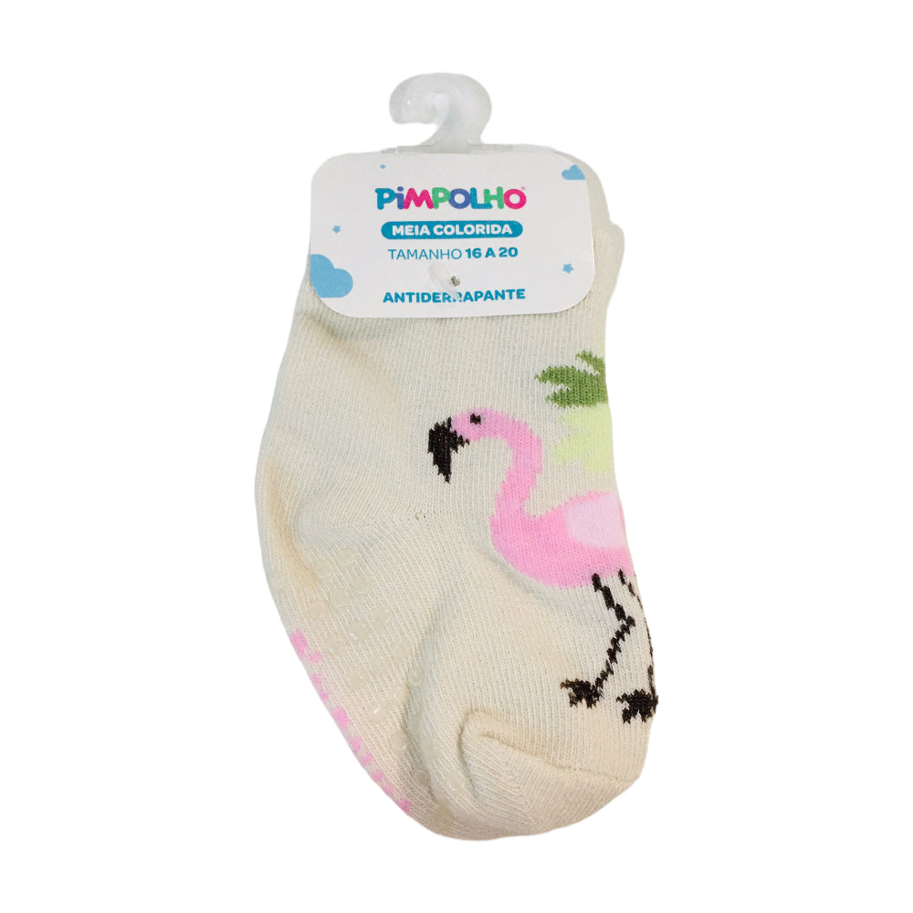 Meia Colorida Feminina Flamingo Cano Alto 16-20