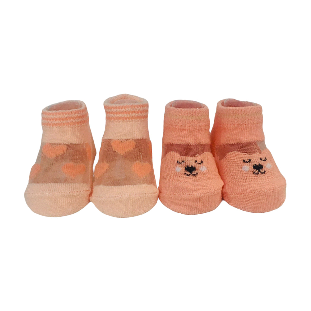 Kit Meia Feminina Pimpolho Urso e Corações Com 2 Pares Rn