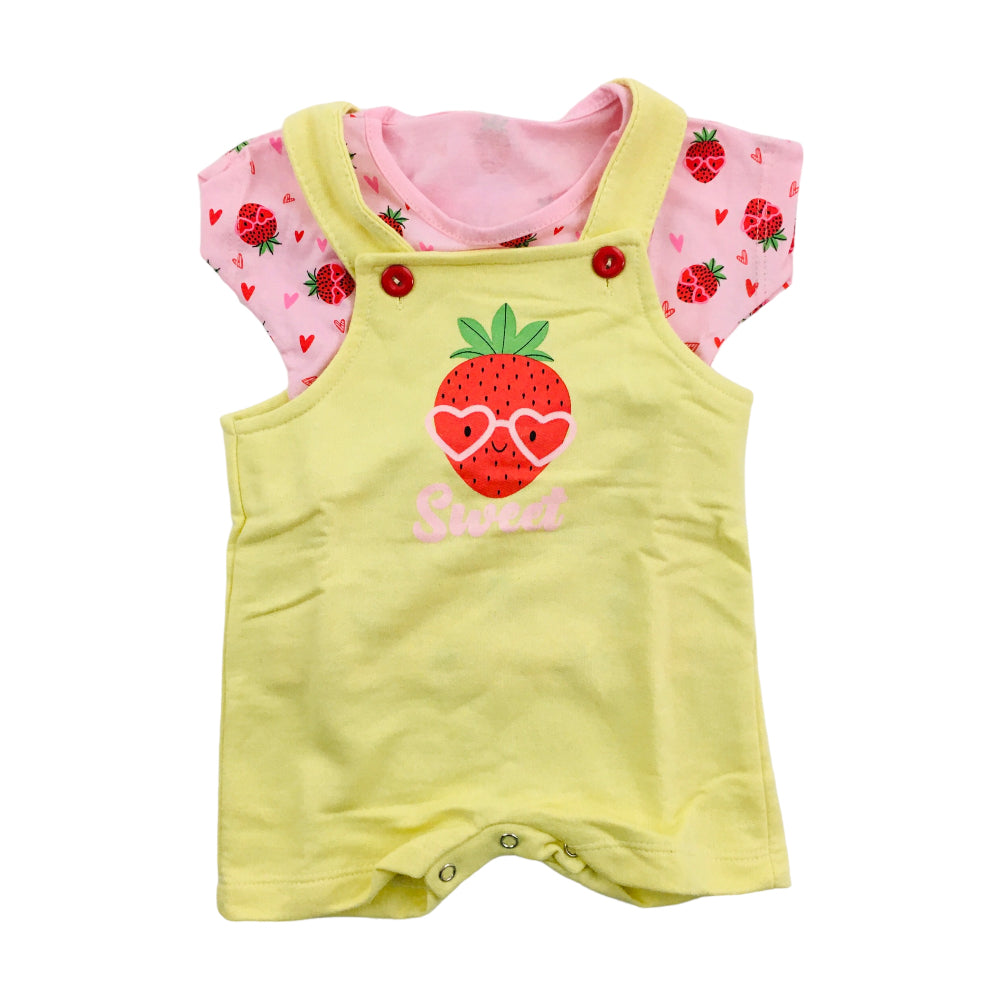 Conjunto Feminino Hrradinhos Macaquinho Morango Sweet E Blusa