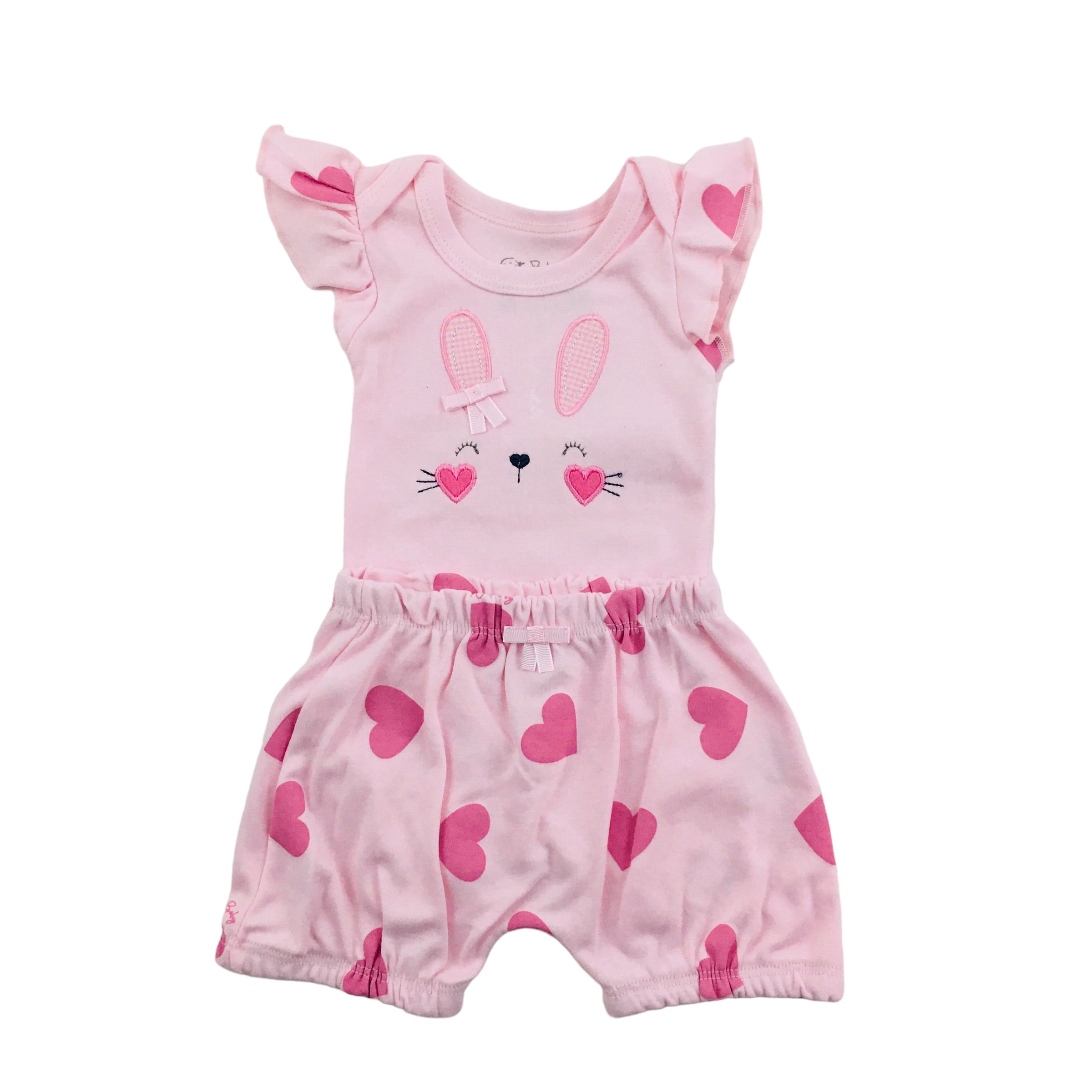 Conjunto Body E Short Curioso Feminino Suedine Coelhinha Corações