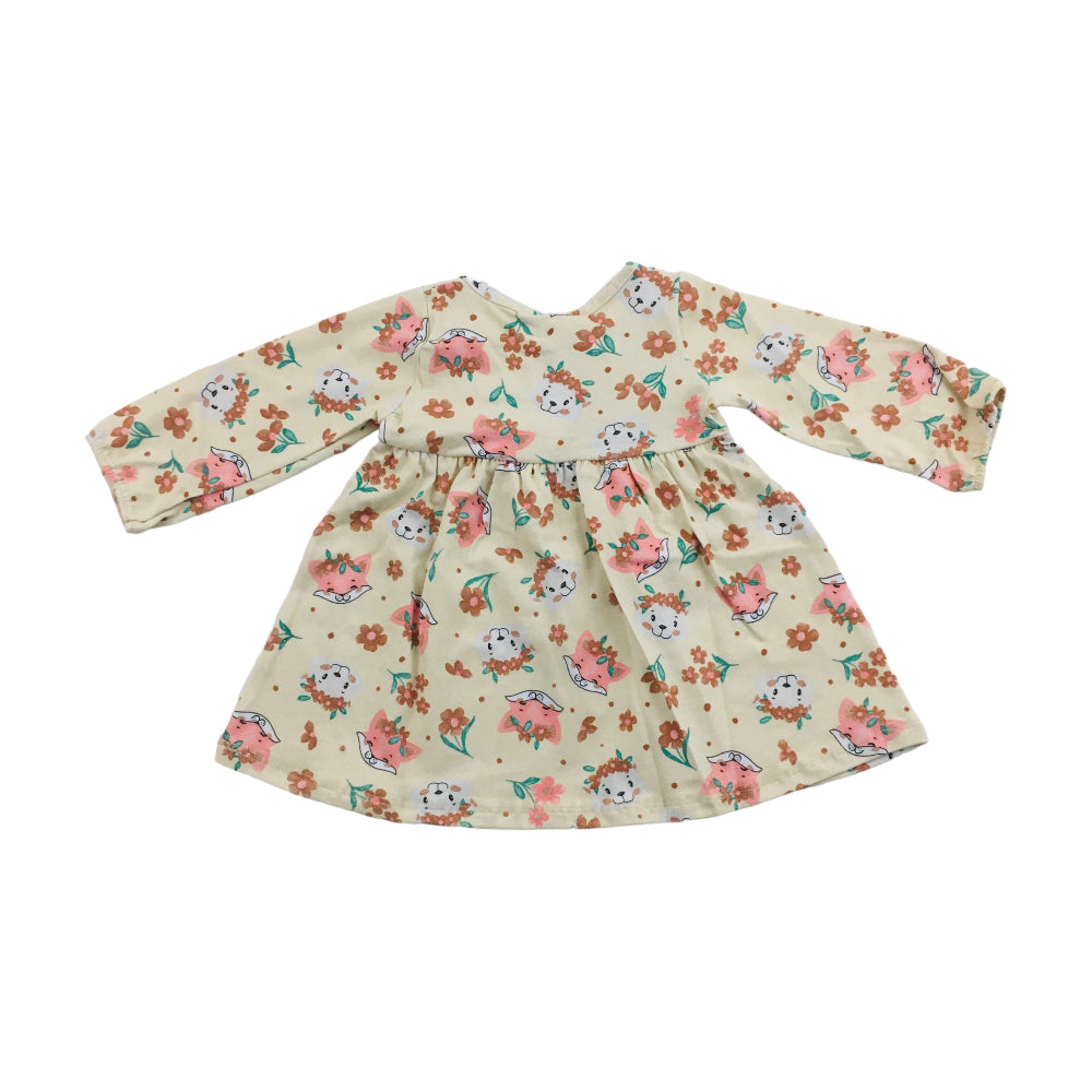 Vestido Manga Longa Pulla Bulla Estampado Raposas E Esquilos