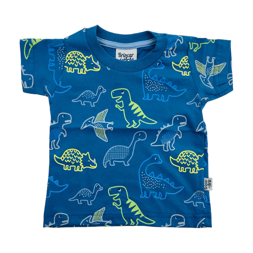 Camiseta Brincar E Arte Dinos Meia Malha
