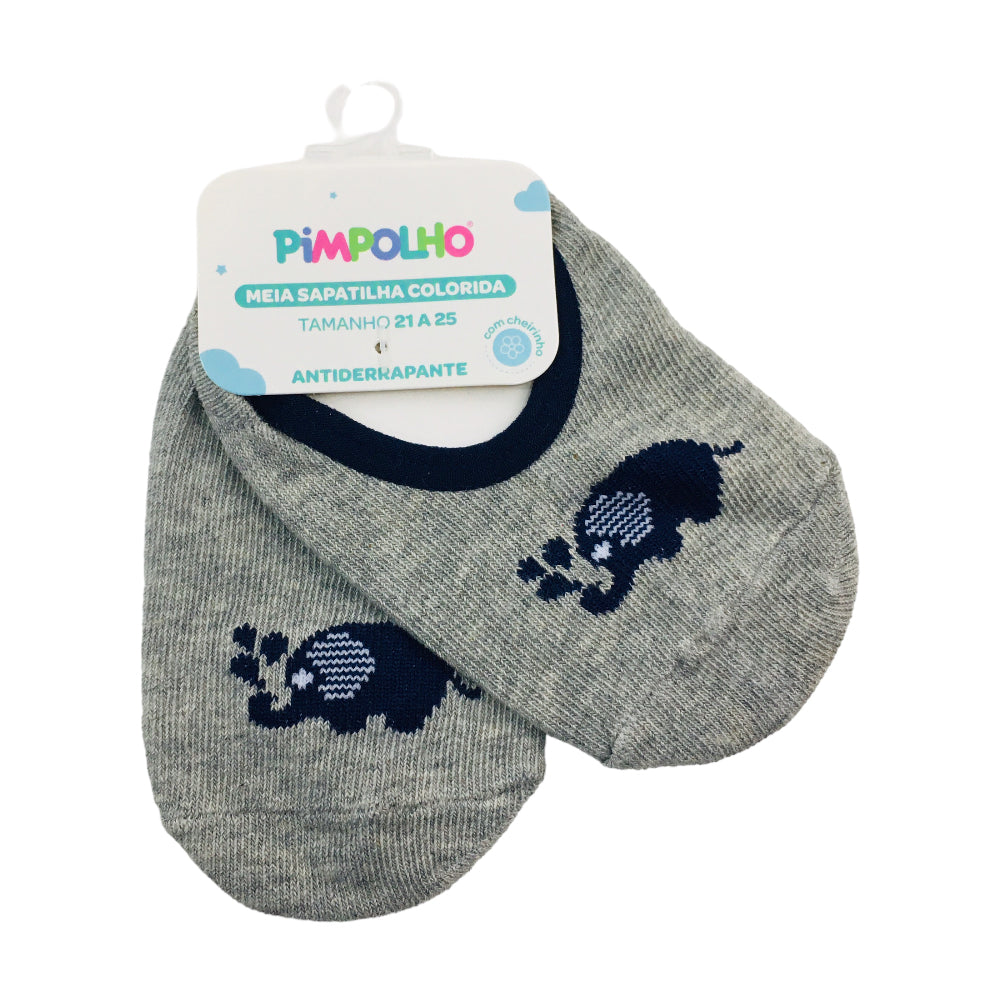 Meia Sapatilha Pimpolho Colorida Elefante 21/25