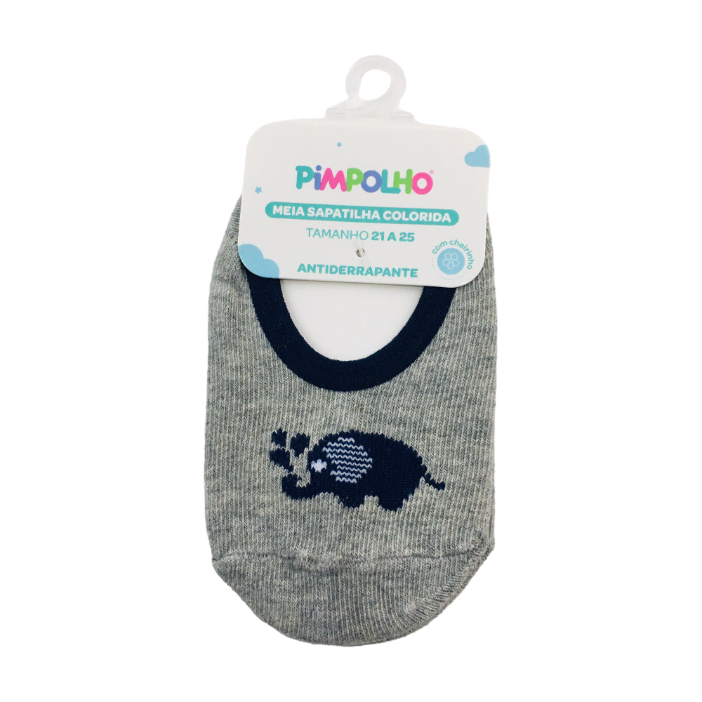 Meia Sapatilha Pimpolho Colorida Elefante 21/25