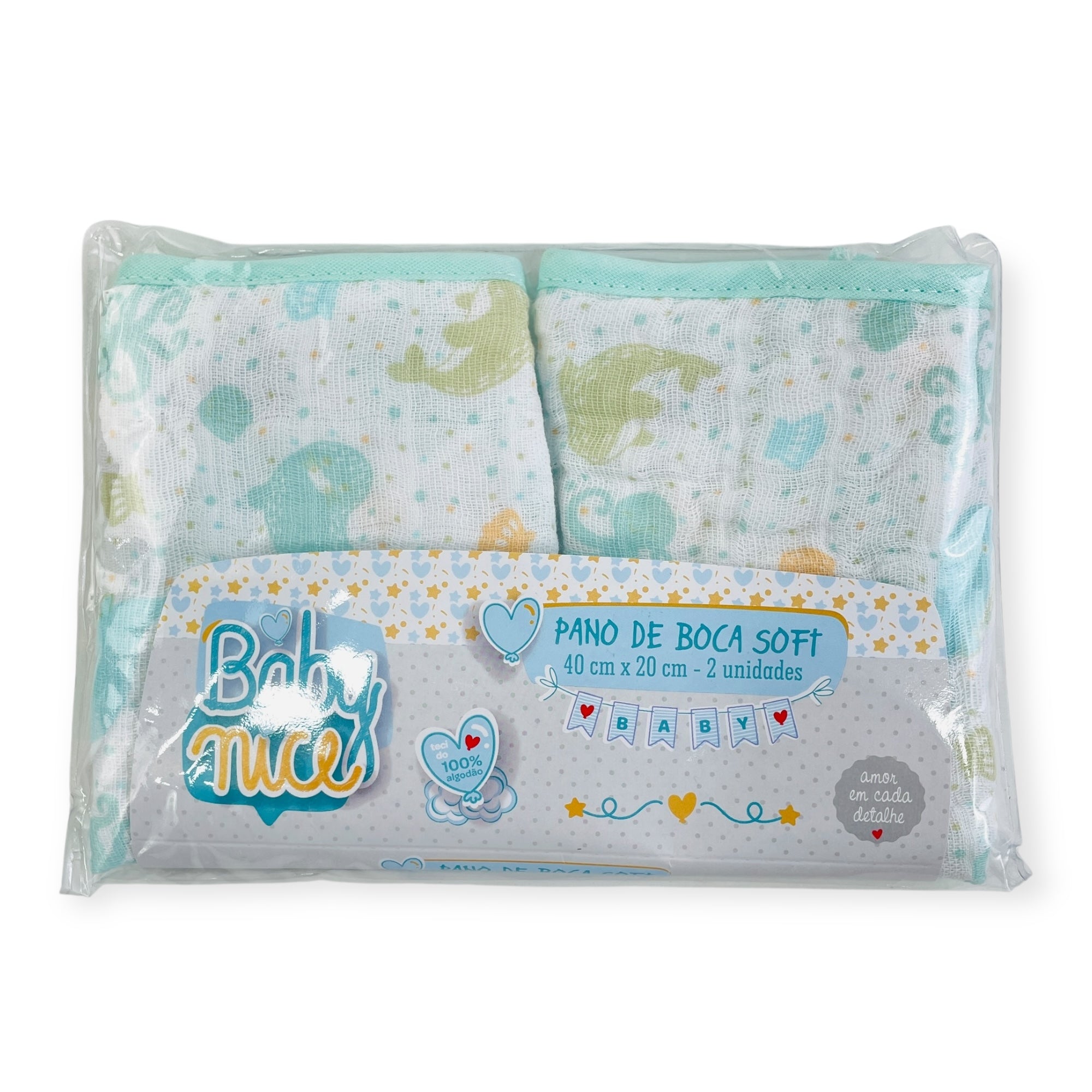 Pano De Boca Baby Nice Soft Estampado 2 Peças