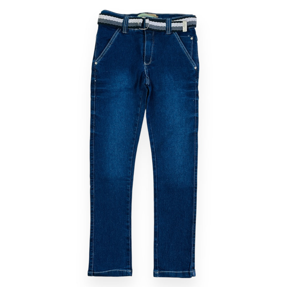 Calça Nacional Jeans Juvenil Reta Com Cinto