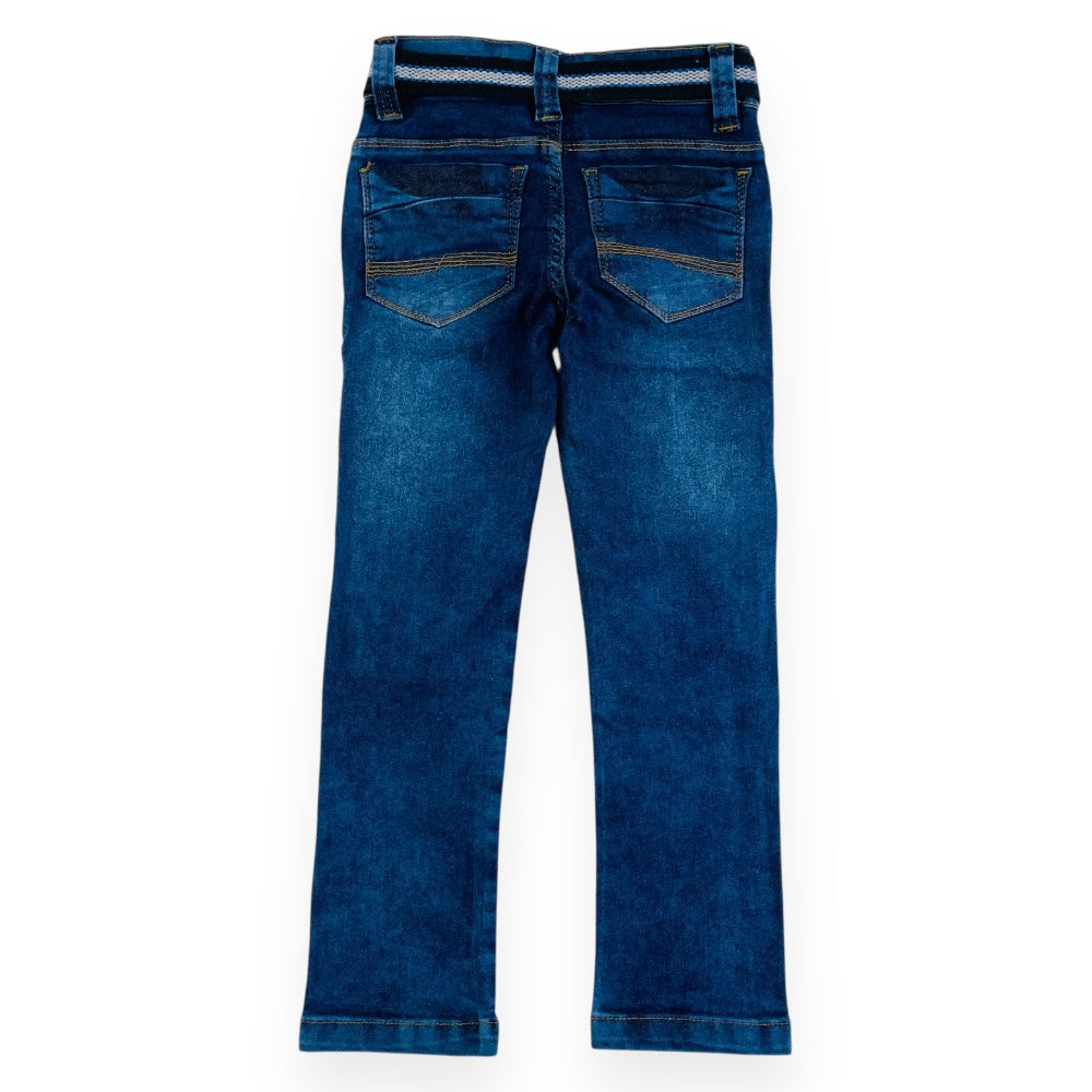 Calça Nacional Jeans Juvenil Reta Com Cinto