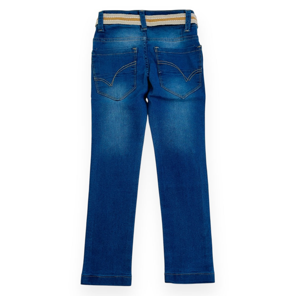 Calça Nacional Jeans Infantil Reta Com Cinto