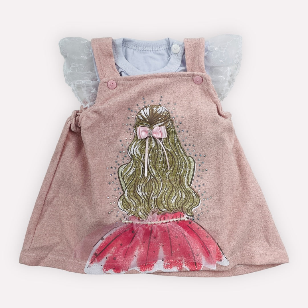 JARDINEIRA BROKINHA MENINA LACO NO CABELO