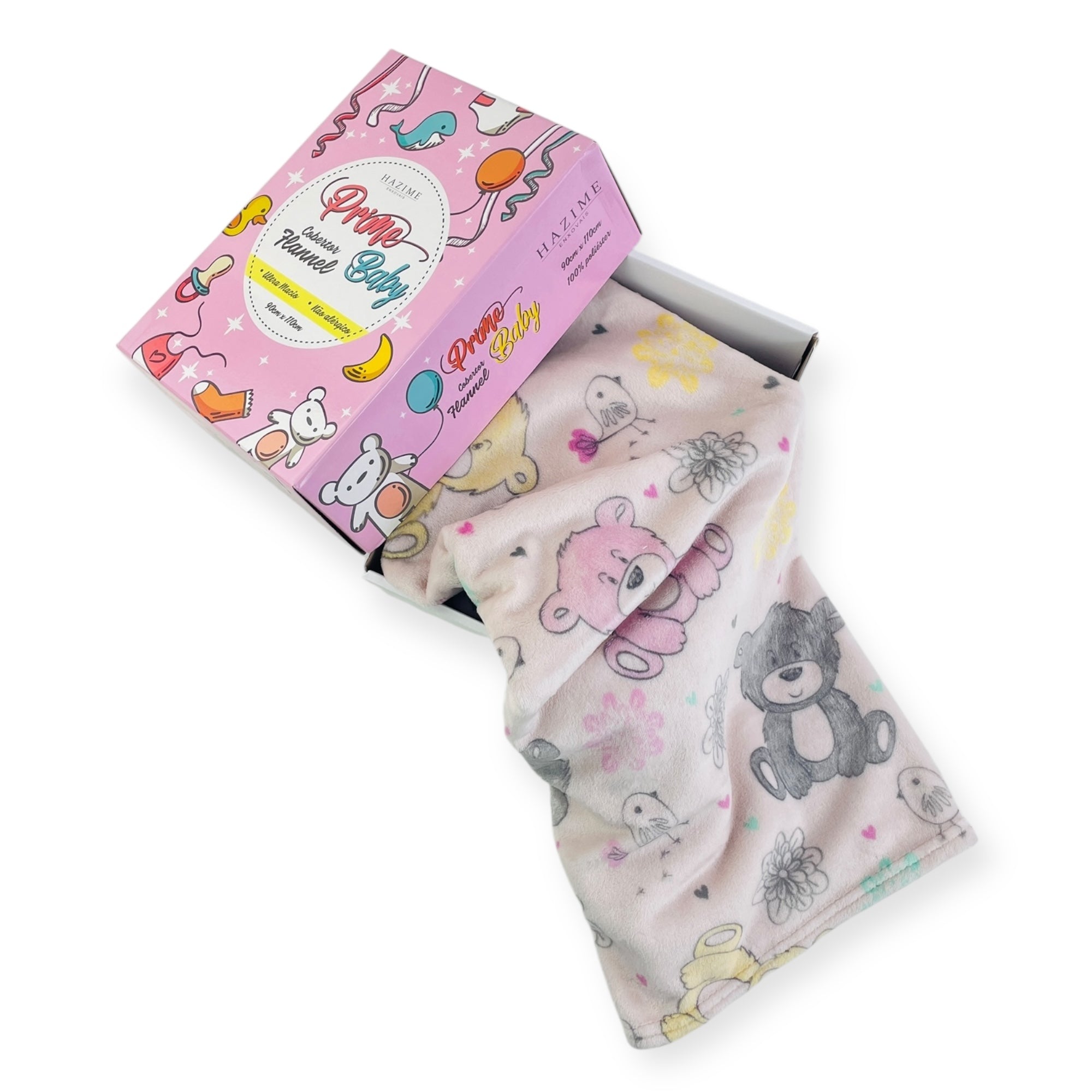 Cobertor Flannel Cartoon Prime Baby - Rosa Claro - 90 X110 Cm