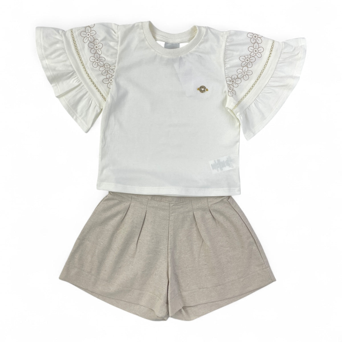 Conjunto Pulla Bulla Infantil Menina Feminino Manga Bordada Casual
