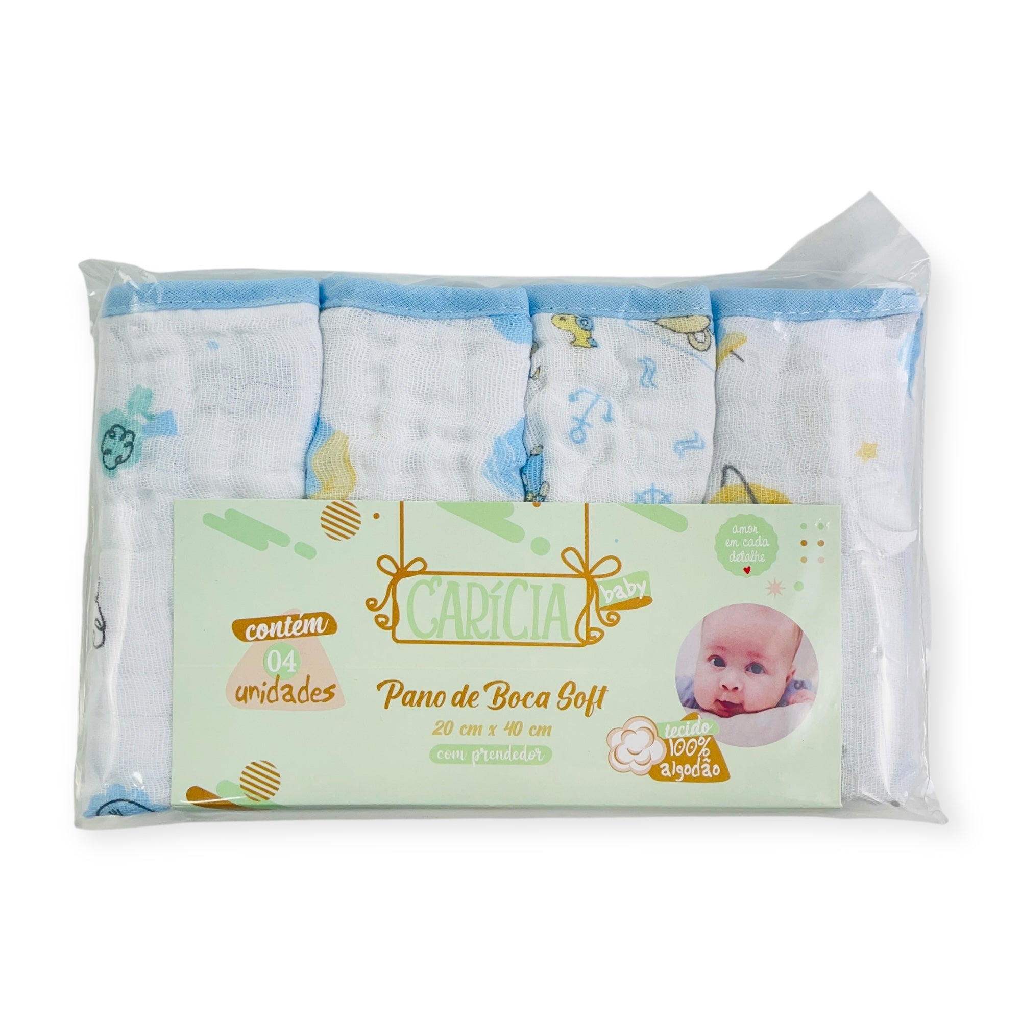 Pano De Boca Caricia Baby Soft Com 4 Unidades