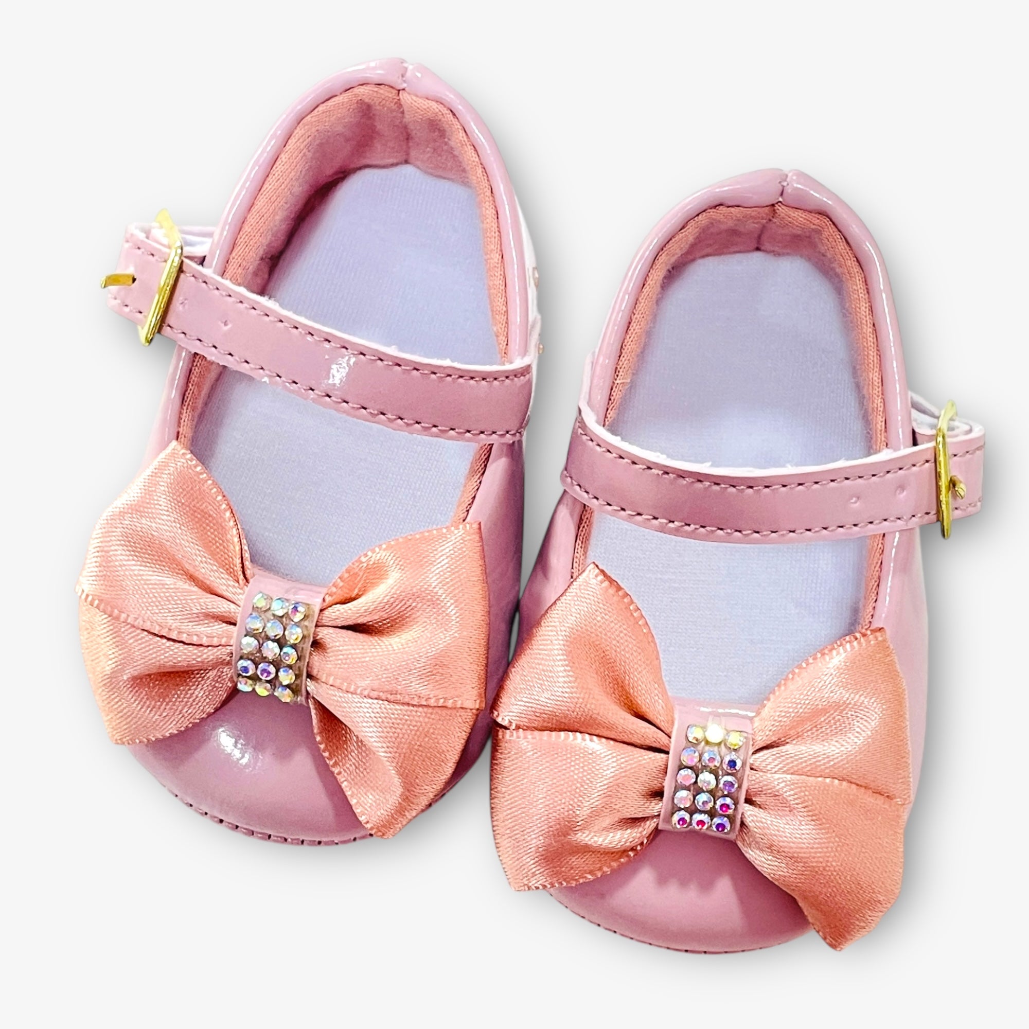 Sapatilha Bebê Keto Baby Laço de Cetim Em Verniz