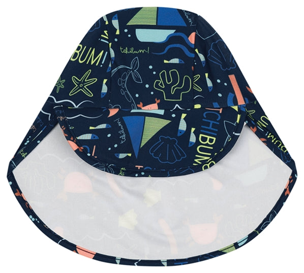 Macaquinho Infantil Masculino Kamylus Tchibum Fundo do Mar + Boné – Manga Longa UV50+ Proteção Solar