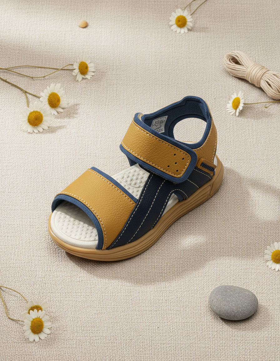 Sandália Pimpolho Bebê Mini Trekker Marinho Com Mostarda