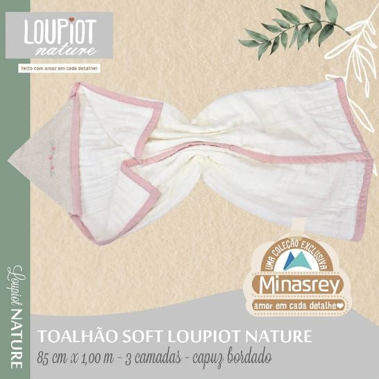 Toalhão Baby Loupiot Nature Bordado Capuz Toalha