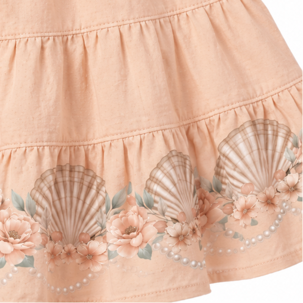 Vestido Bebê Feminino Milon Conchas e Flores