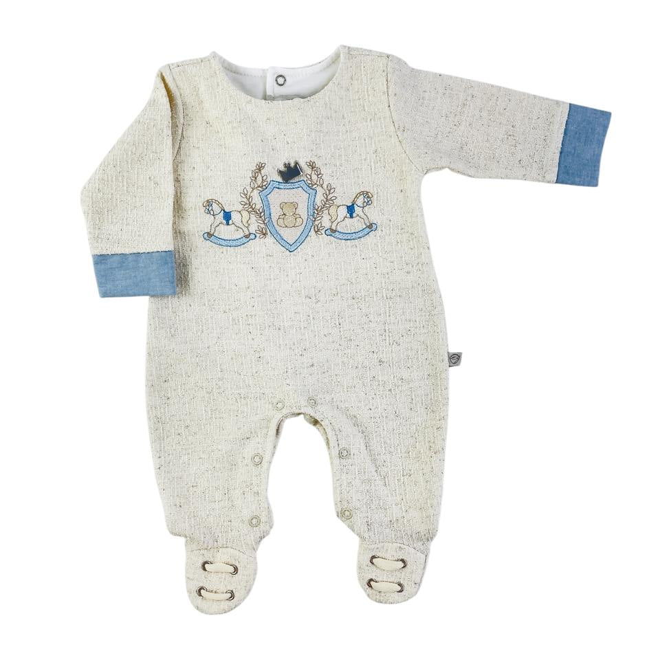 Saída de Maternidade Masculina Pipoquinhas Baby Escudo Cavalo 4 Peças