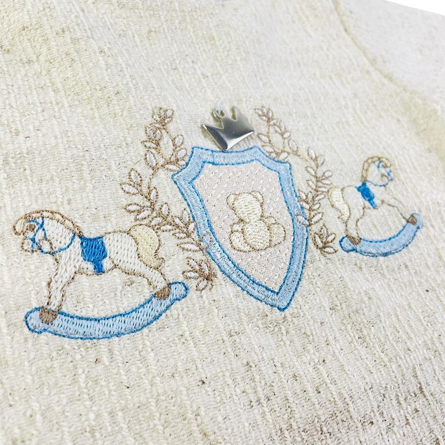 Saída de Maternidade Masculina Pipoquinhas Baby Escudo Cavalo 4 Peças