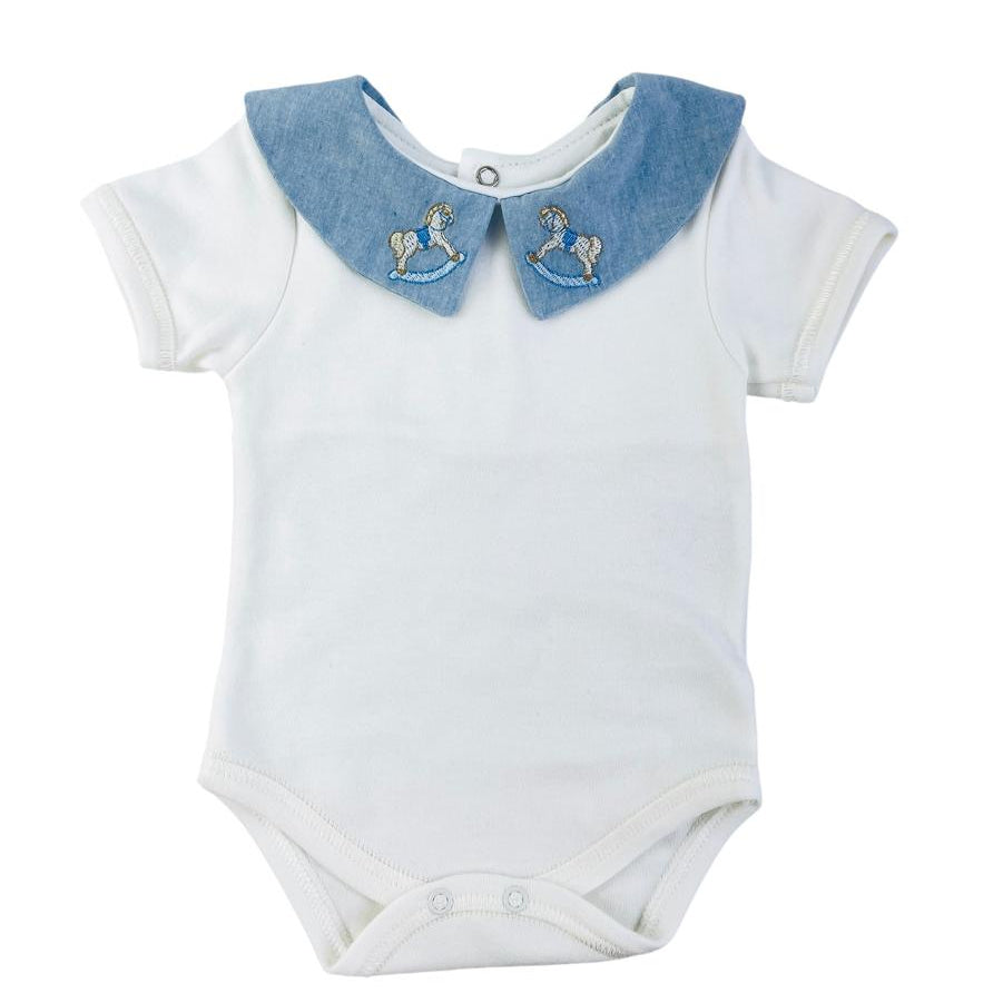 Saída de Maternidade Masculina Pipoquinhas Baby Escudo Cavalo 4 Peças