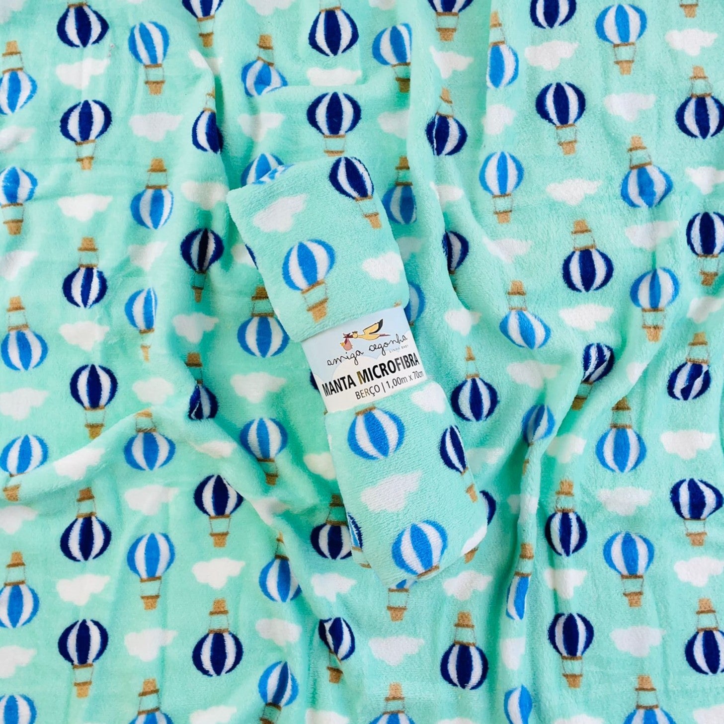 Manta Amiga Cegonha Estampada em Microfibra 100x70cm