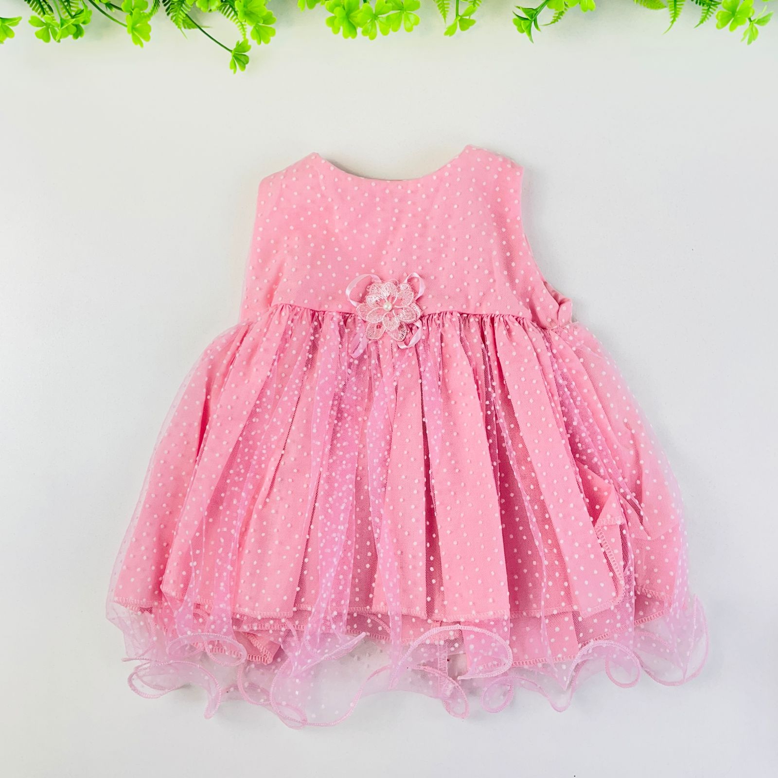 Vestido Infantil de Festa Djiele Poá Rosa com Bolero de Soft