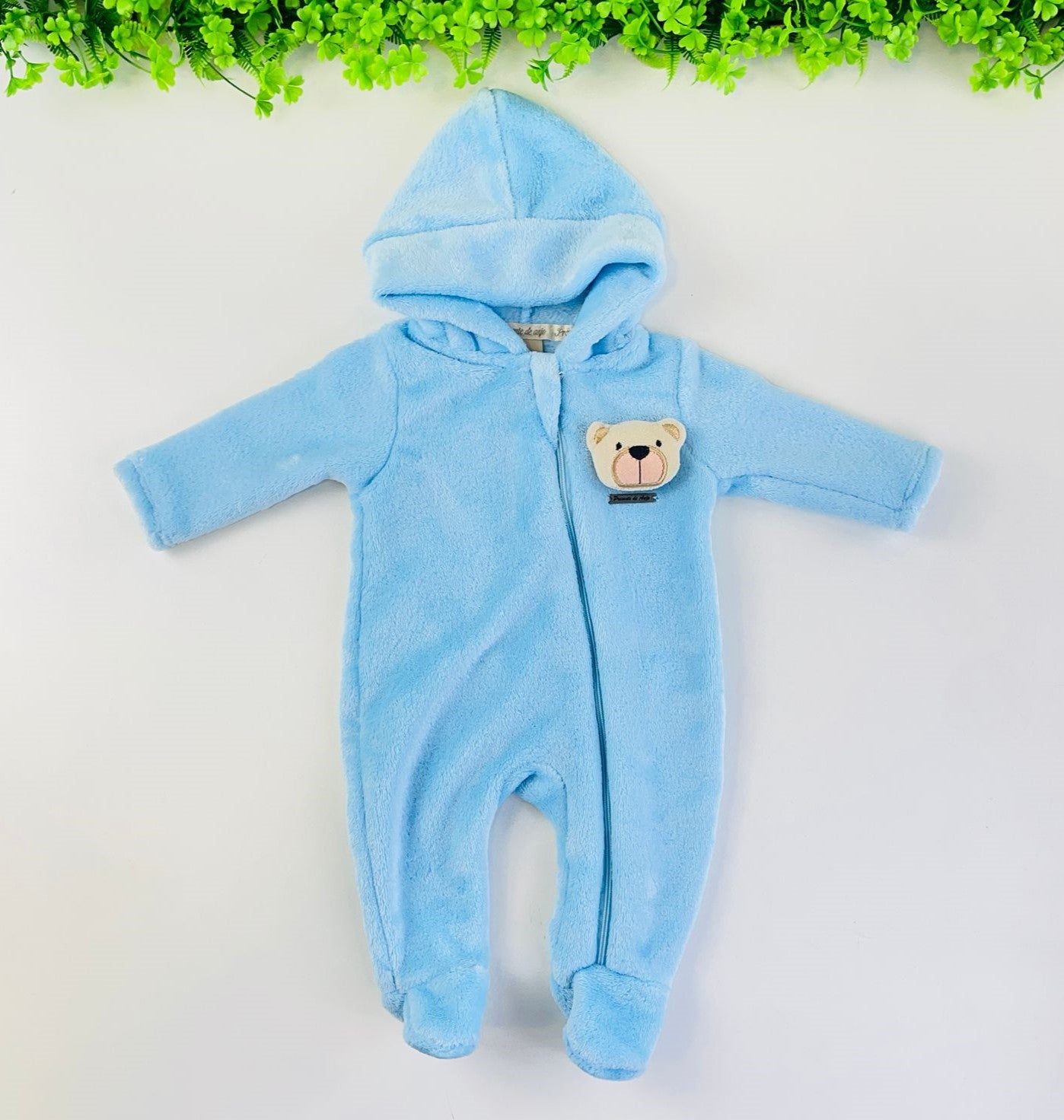 Macacão Longo Bebê Presente de Anjo Peluciado com Capuz Inverno