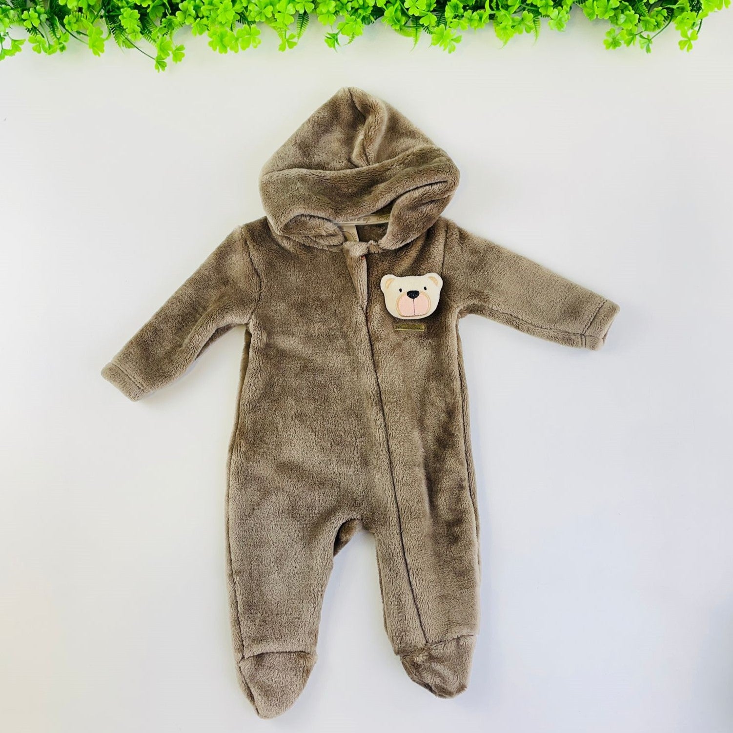 Macacão Longo Bebê Presente de Anjo Peluciado com Capuz Inverno