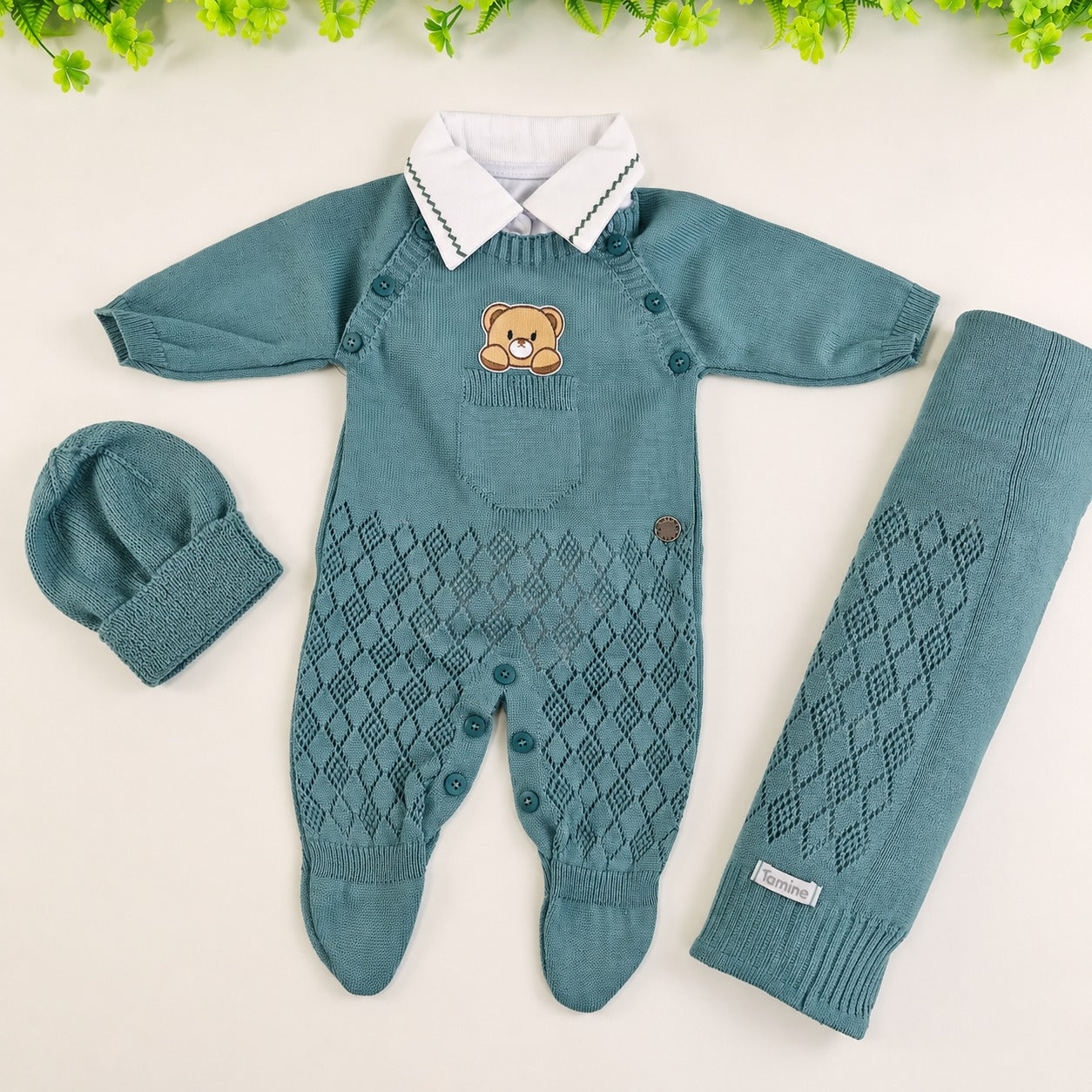 Saída de Maternidade Tamine Baby Marco Antonio 4 Pçs - Charme e Fofura em Tricot Premium