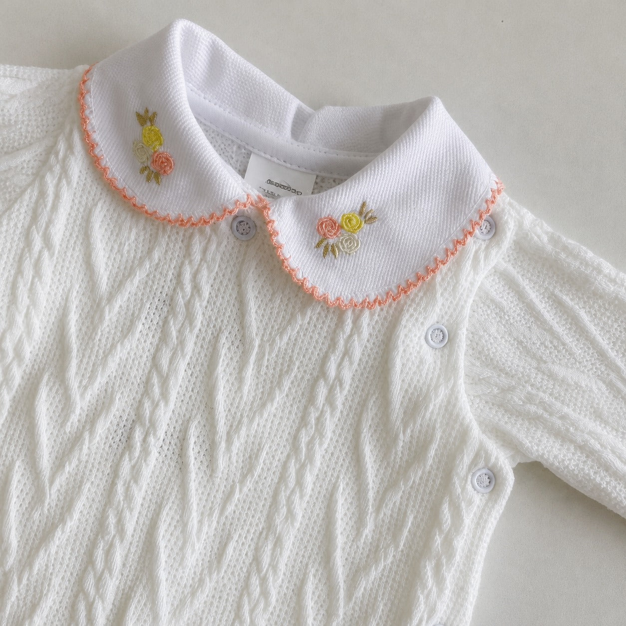 Macacão Infantil Feminino Longo Tricot Curioso Floral Maternidade