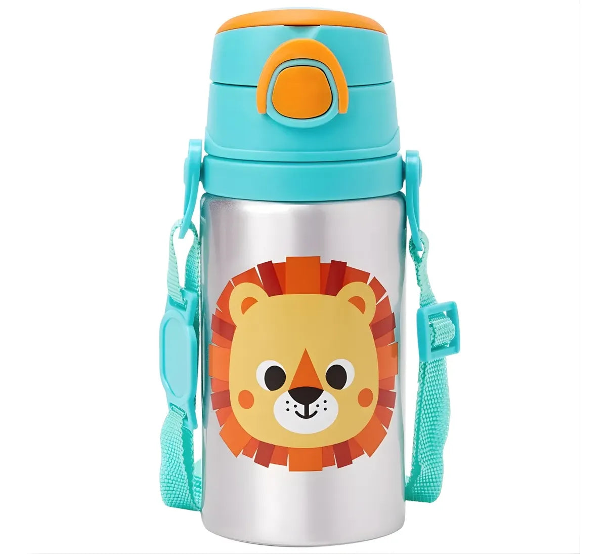 Garrafinha de Alumínio Infantil Buba Zoo 450 ml com Canudo e Cordinha +3 Anos