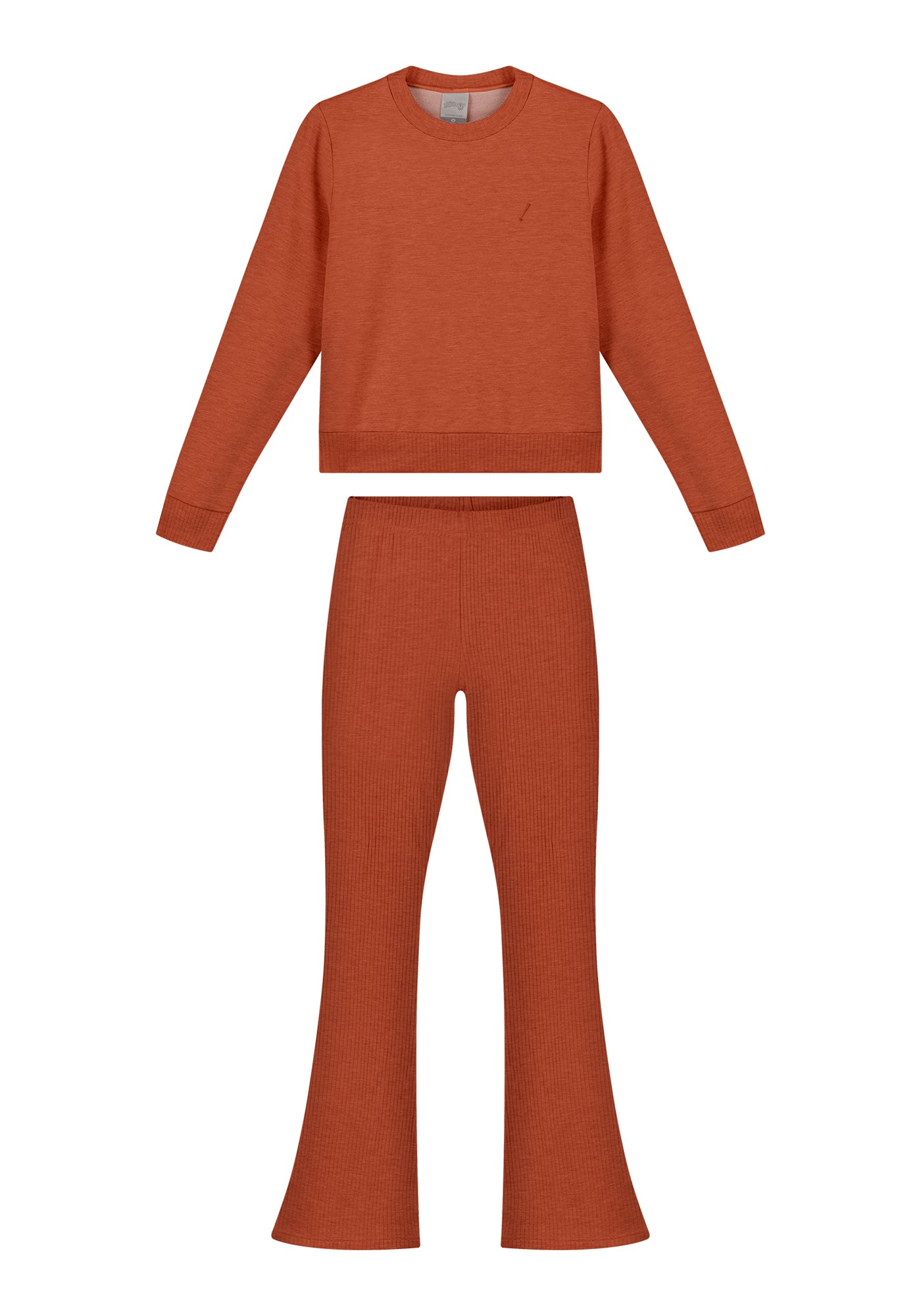 Conjunto Infantil Feminino Alakazoo - Malha Canelada e Calça Flare