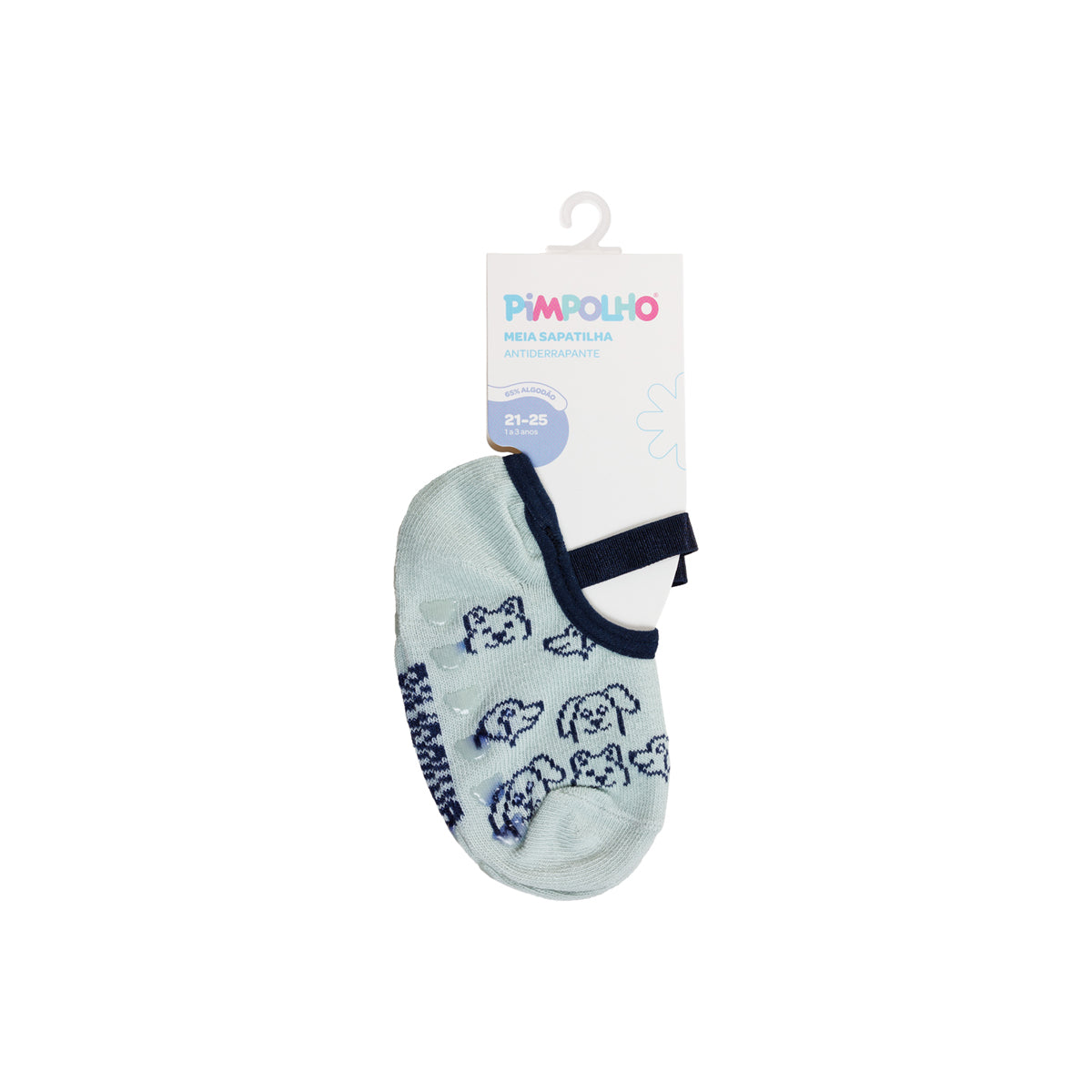Meia Sapatilha Infantil Masculina Pimpolho Colorida Antiderrapante de 1 a 3 Anos
