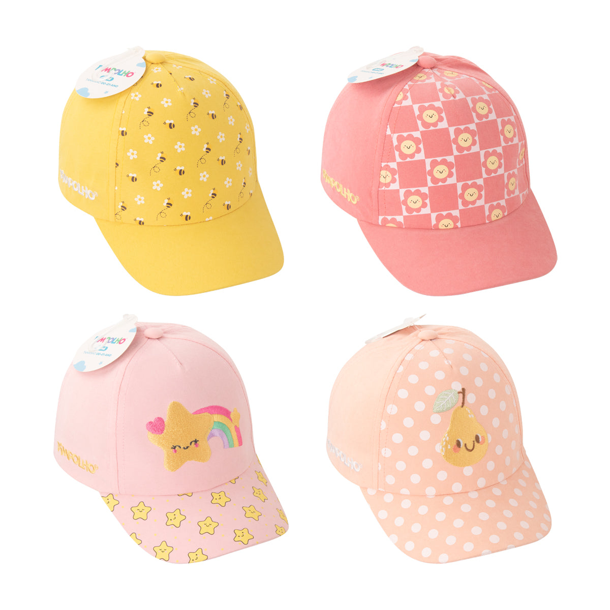 Boné Bebê Feminino Pimpolho Estampado com Velcro 0 a 1 Ano