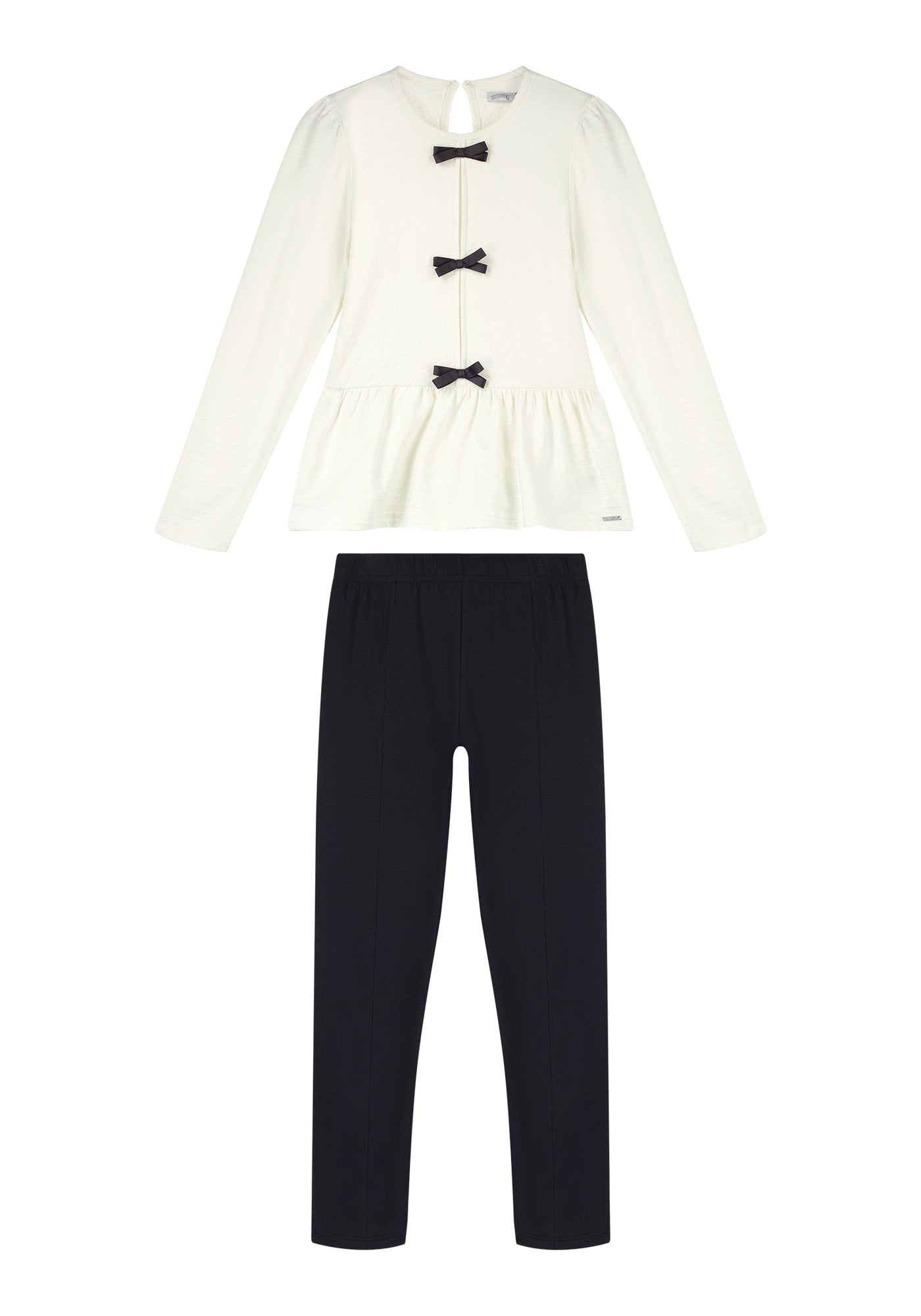 Conjunto Infantil Feminino Alakazoo Manga Longa Malha Nikko e Cotton