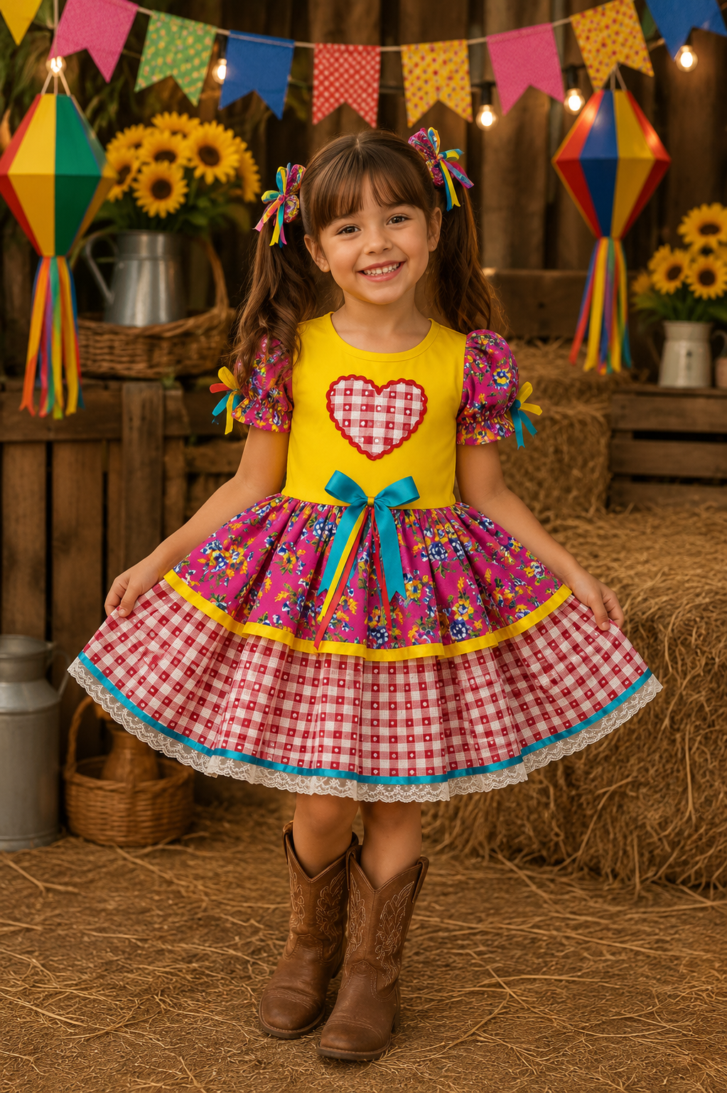 Vestido Caipira Xadrez para Festa Junina