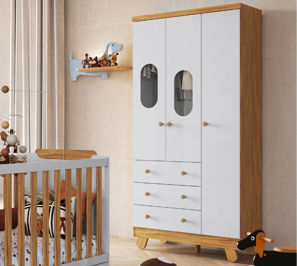 Guarda-Roupa Peroba Pingo 3 Portas Janela