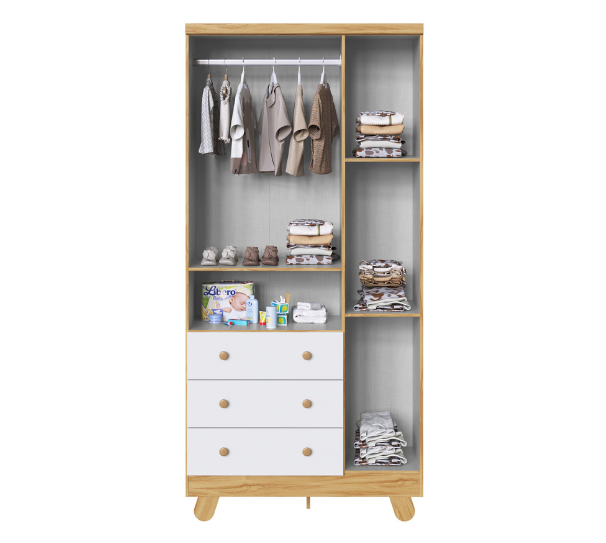 Guarda-Roupa Peroba Pingo 3 Portas Janela