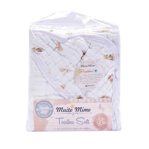 Toalha de Banho Infantil Soft com Capuz Muito Mimo 80x80cm