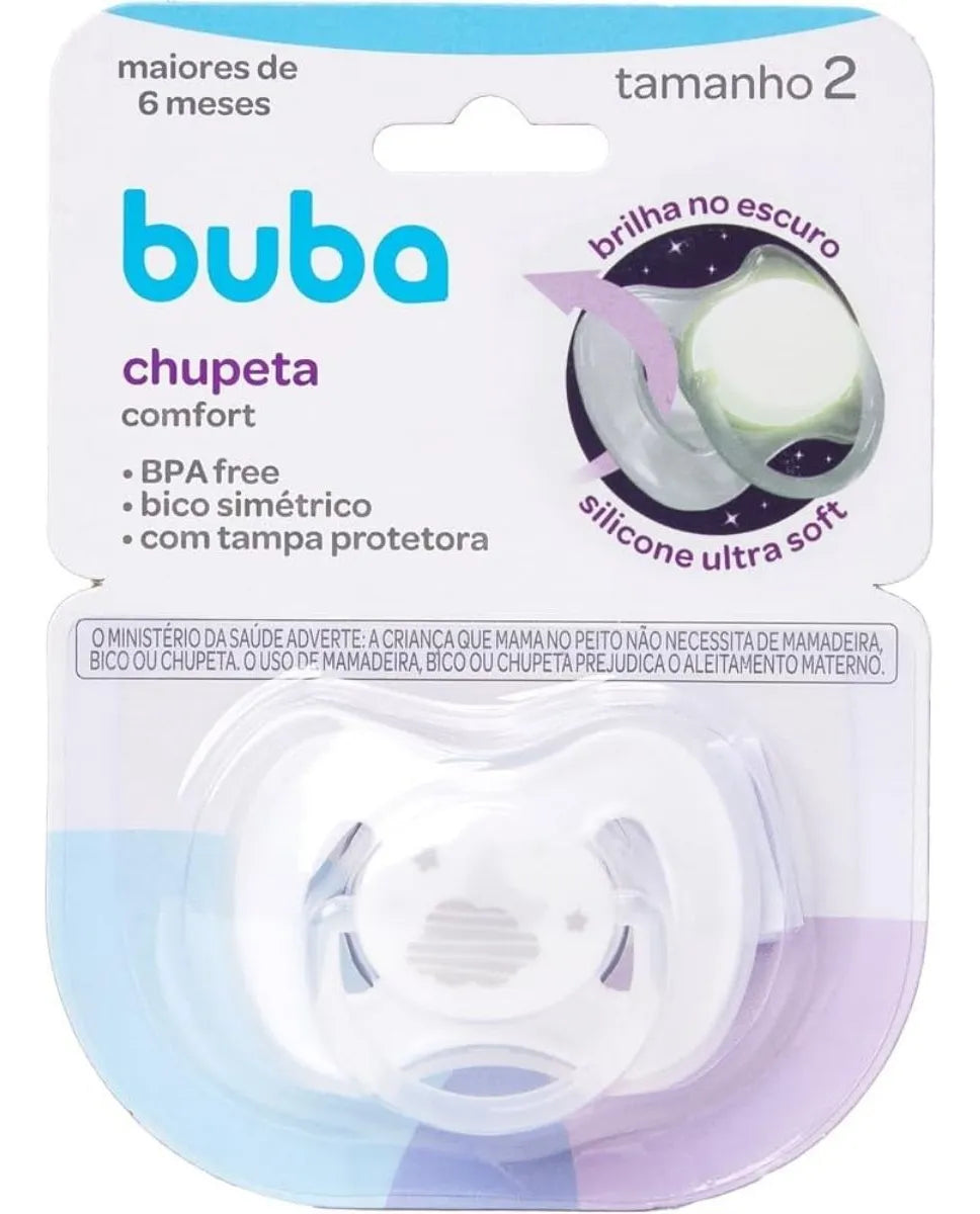 Chupeta Buba Comfort Noturna Nuvem Brilha no Escuro Bico Simétrico