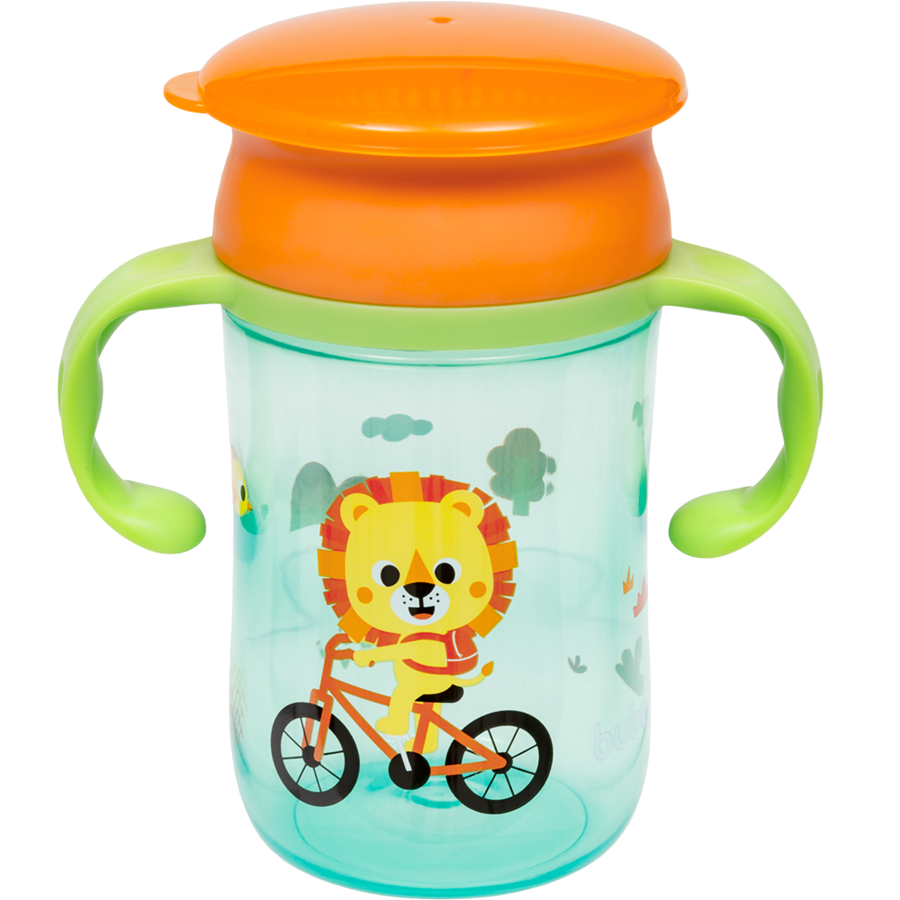Copo de Treinamento 360 Buba Zoo 300 ml Antivazamento com Alça +12 Meses