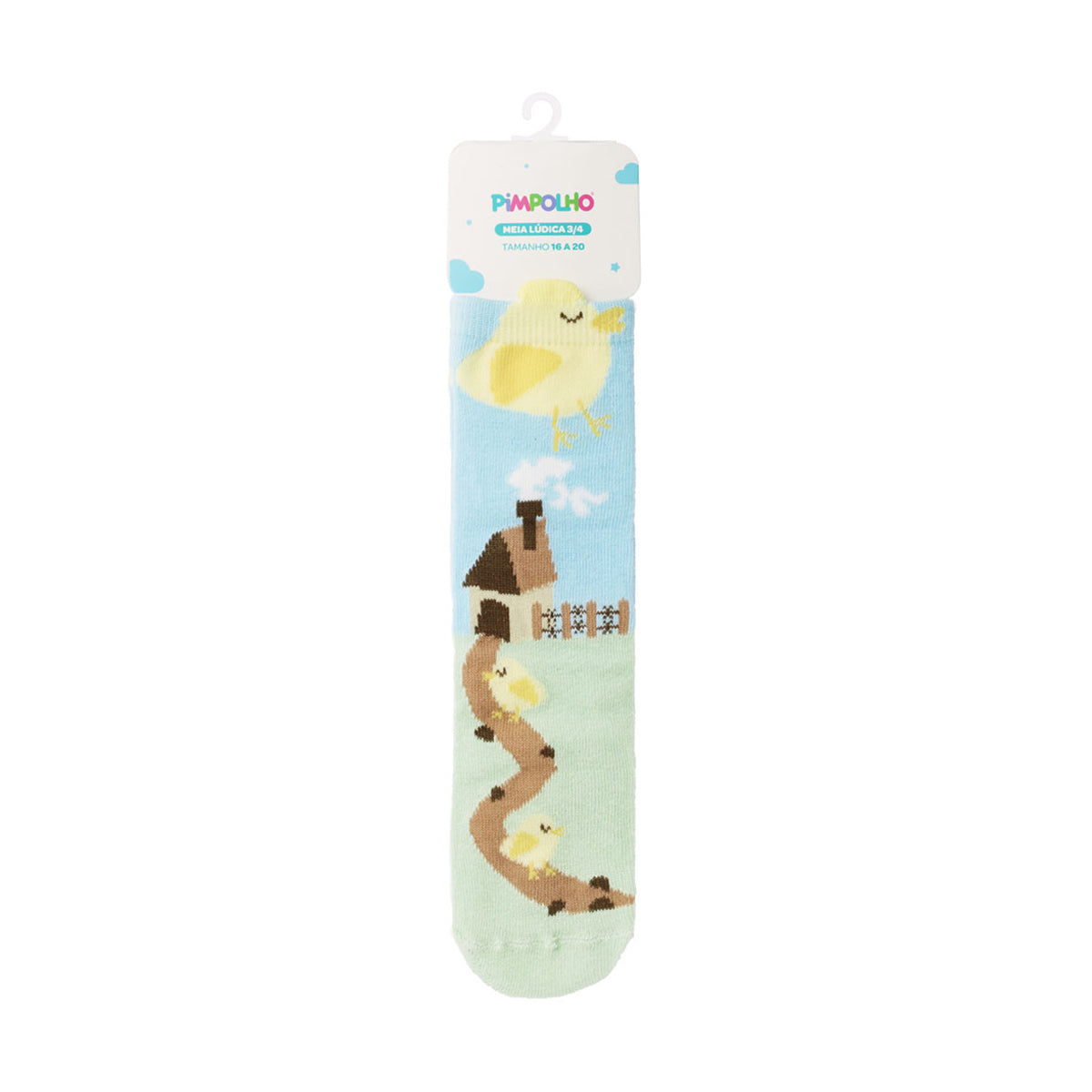 Meia Infantil Masculina Pimpolho Cano Longo 3/4 Divertida