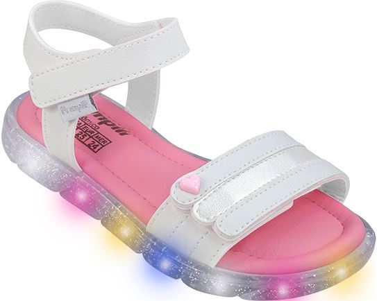 Sandália de LED Infantil Pampili Lulli Coração Perolado – Conforto, Estilo e Diversão