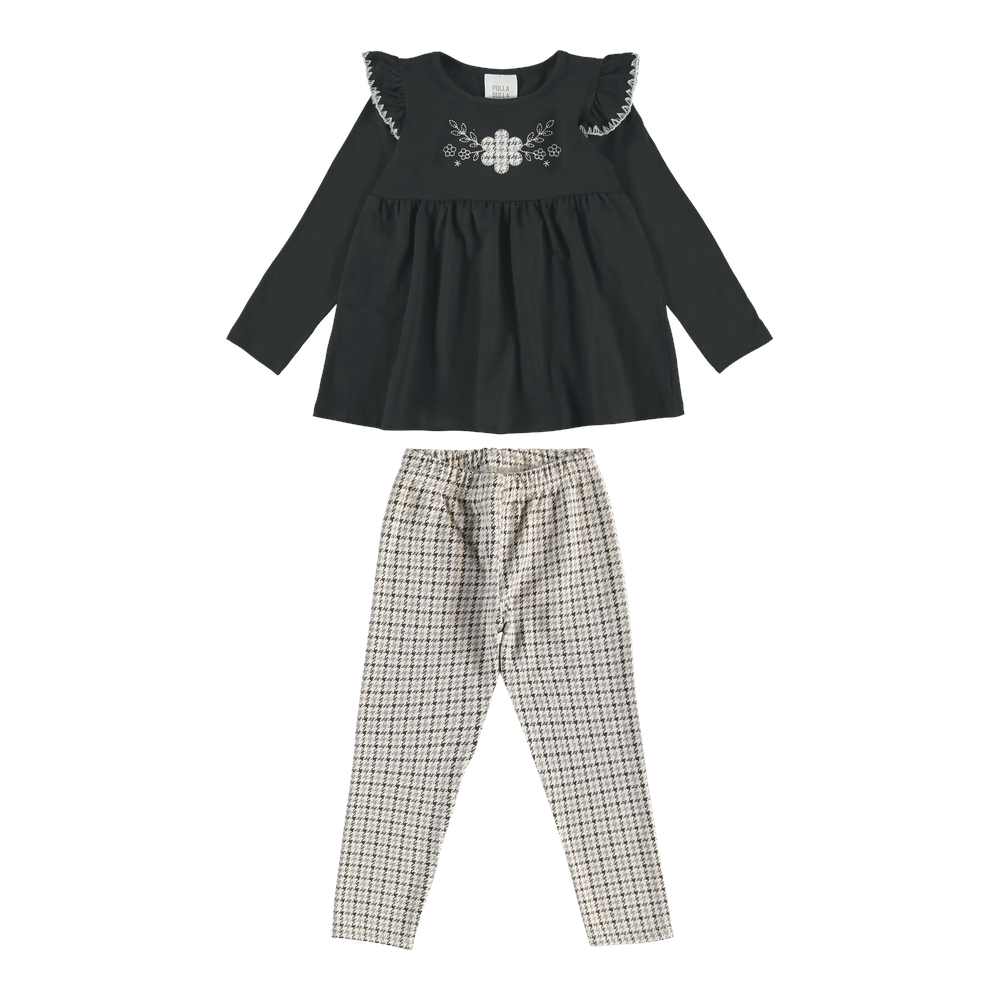 Conjunto Infantil Feminino Pulla Bulla Flor Bordada - Conforto, Estilo e Delicadeza Clássica