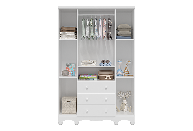 Guarda Roupa Bolinha New 4 Porta Peroba