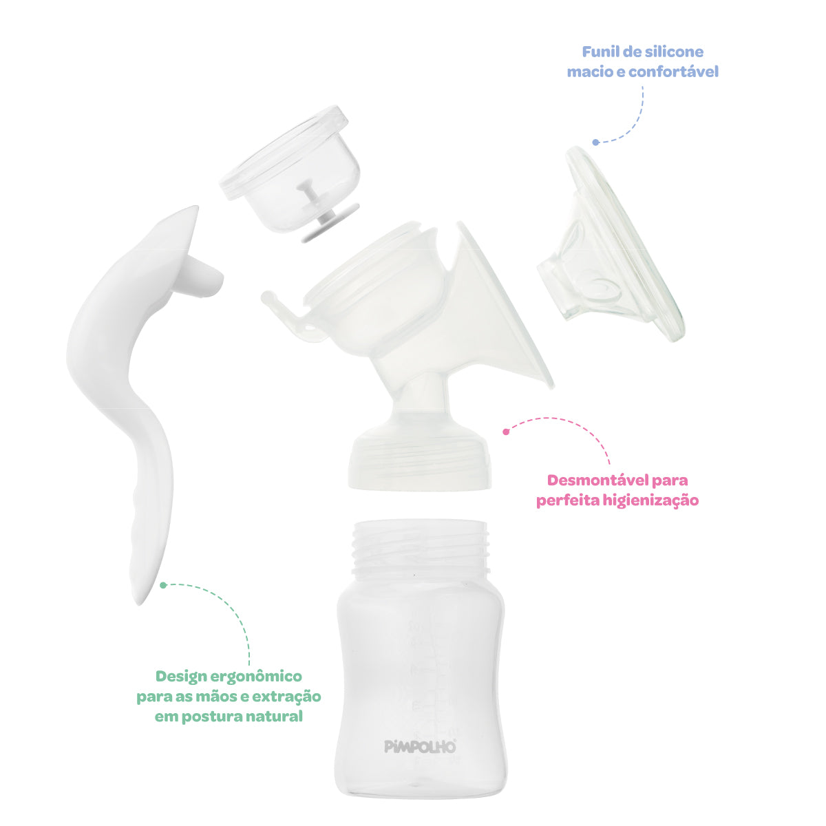 Bomba Extratora de Leite Manual Pimpolho - 180ml com Funil de Silicone